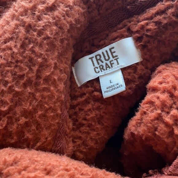 True Craft Orange Red Fuzzy Comfy Pullover loungewear sweater - Picture 7 of 7